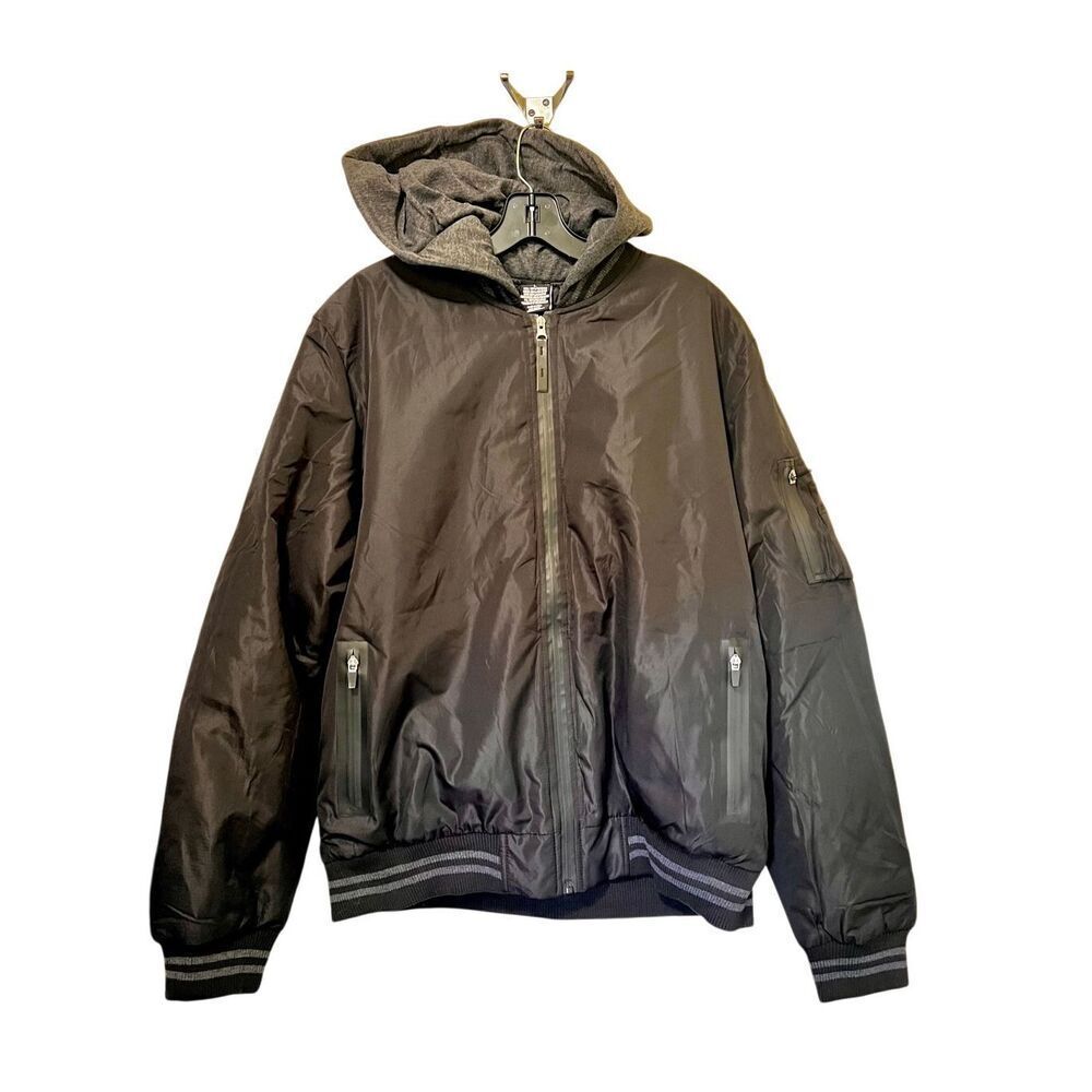 New With Tags Ring Of Fire Bomber Jacket W Hoodie Zip Front Size Large